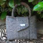 Handtaschen aus grauen Wollstoff in Fischgrat-Muster